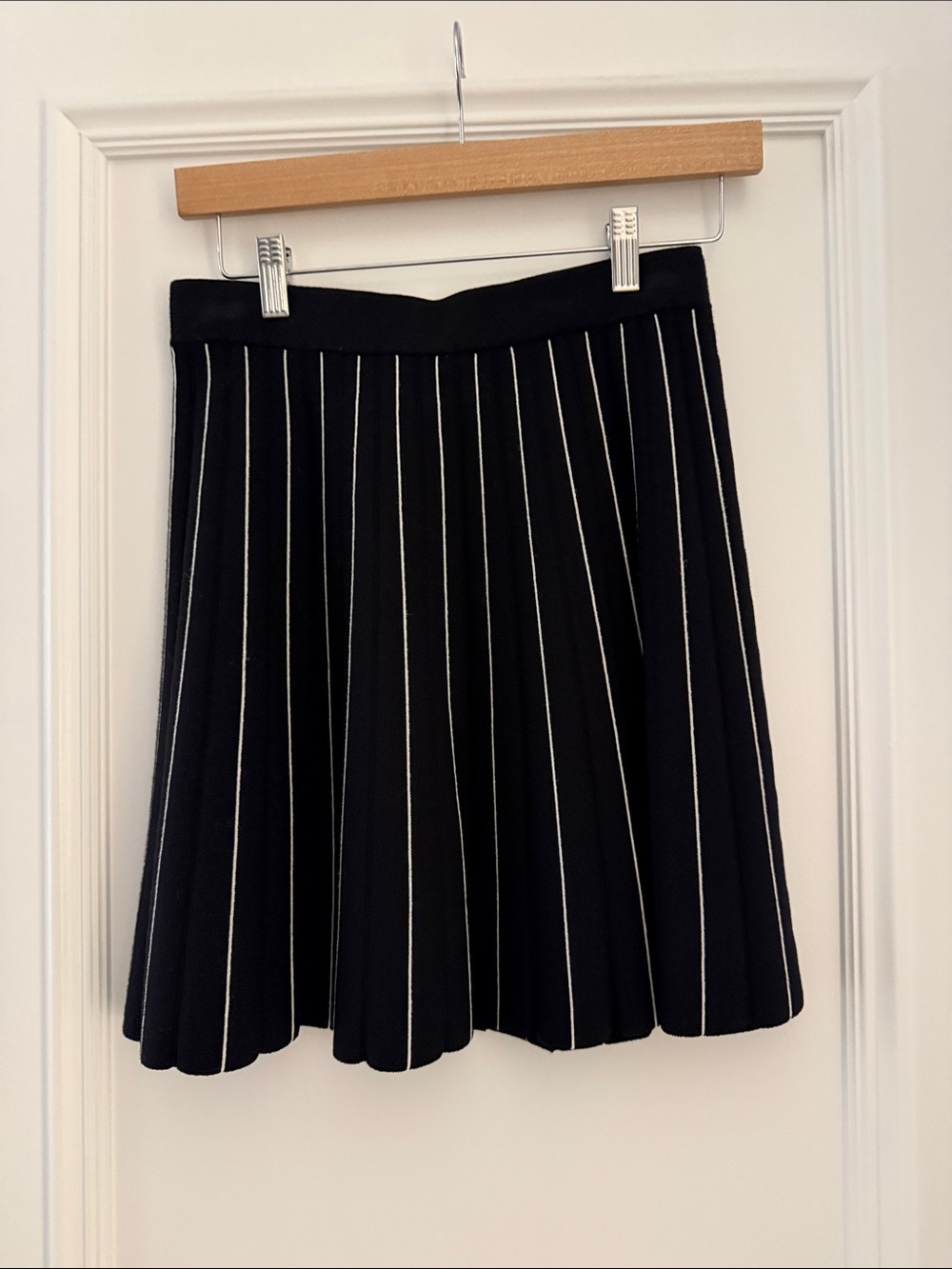 LOFT Black Skirt with White Pinstripes